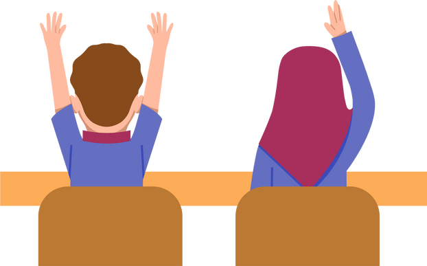 Muslim Students Raising Hands
